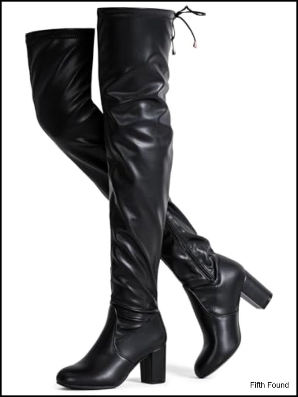 Women's Faux Leather Over the Knee Block Heel Boots Zip